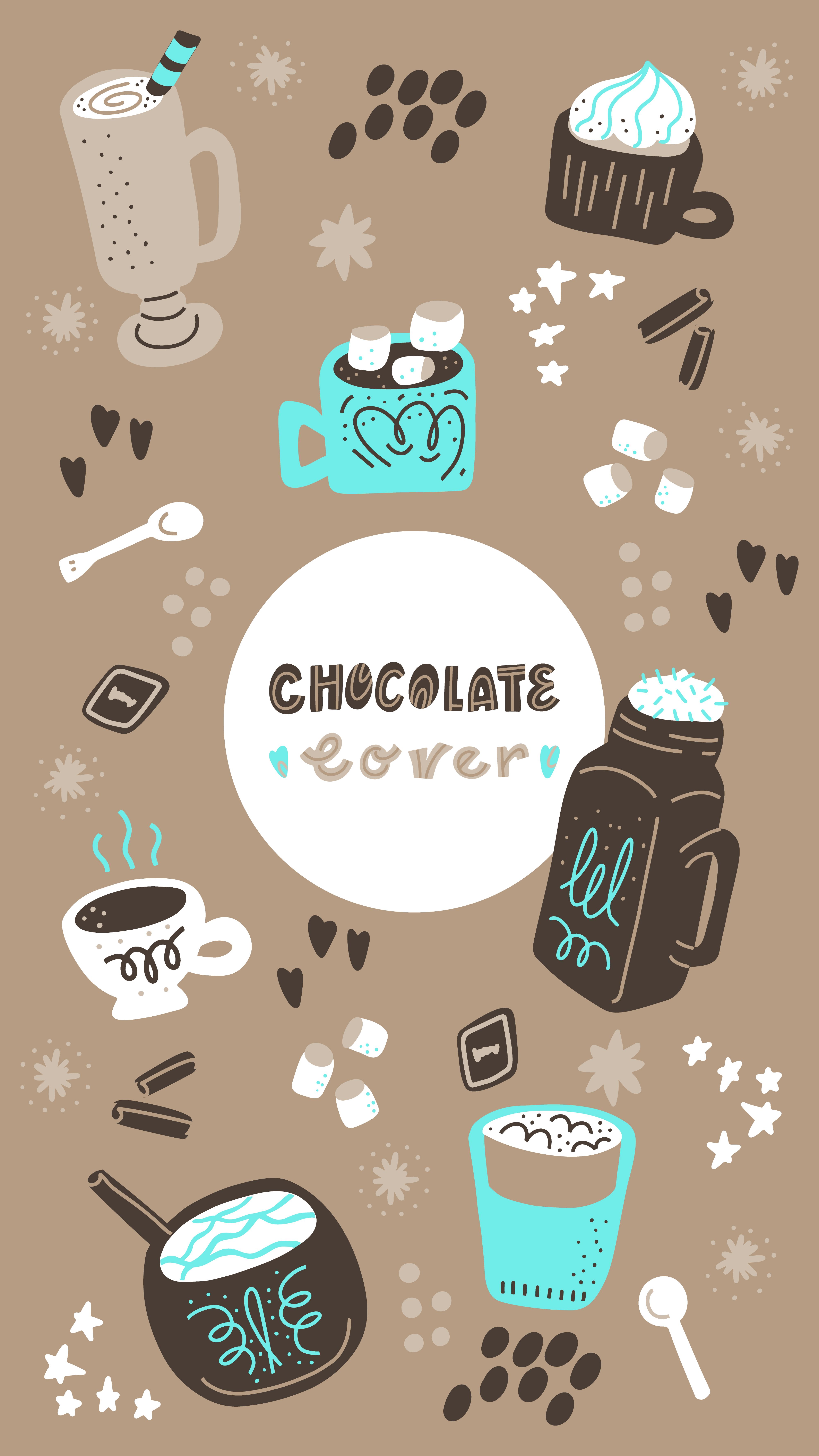 Chocolate Lover Illustration. Aesthetic iphone wallpaper, iPhone wallpaper green, Cute wallpaper background