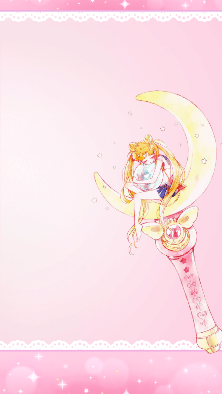 A wallpaper of Sailor Moon sitting on the moon - Sailor Venus