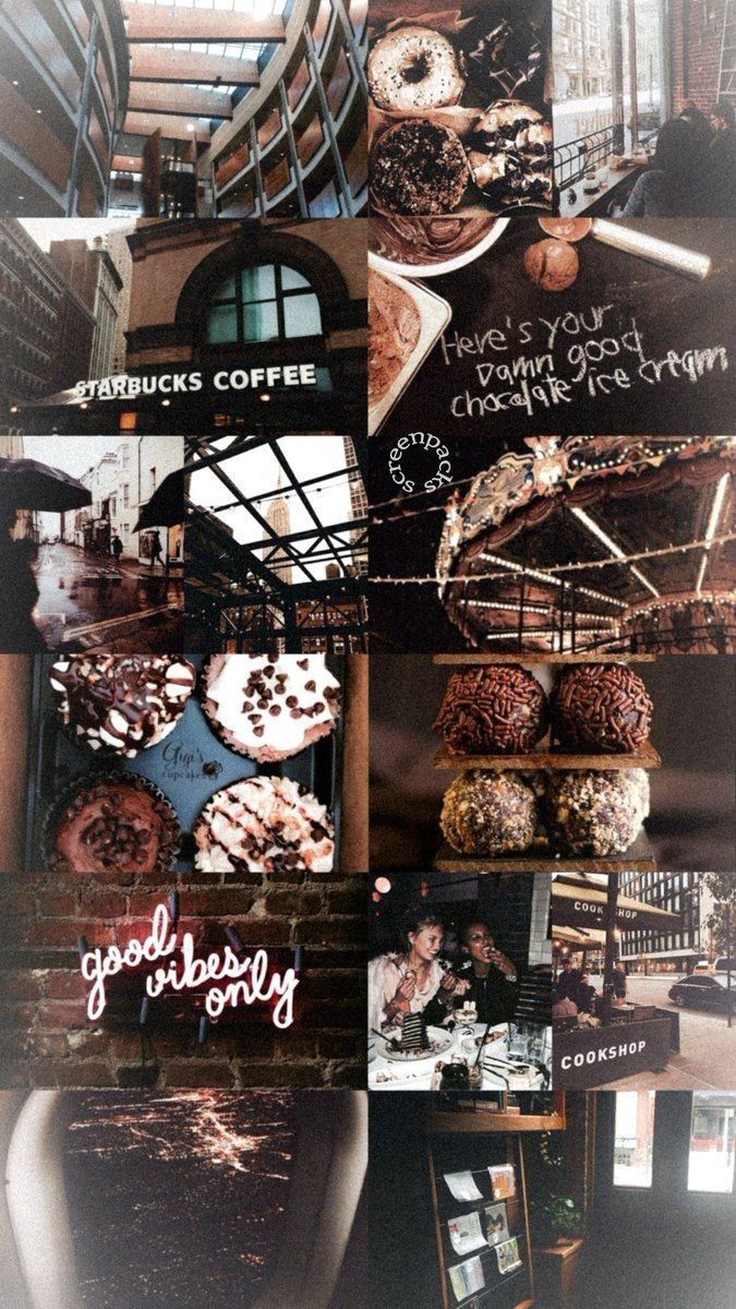 Aesthetic background of coffee and donuts. - Chocolate