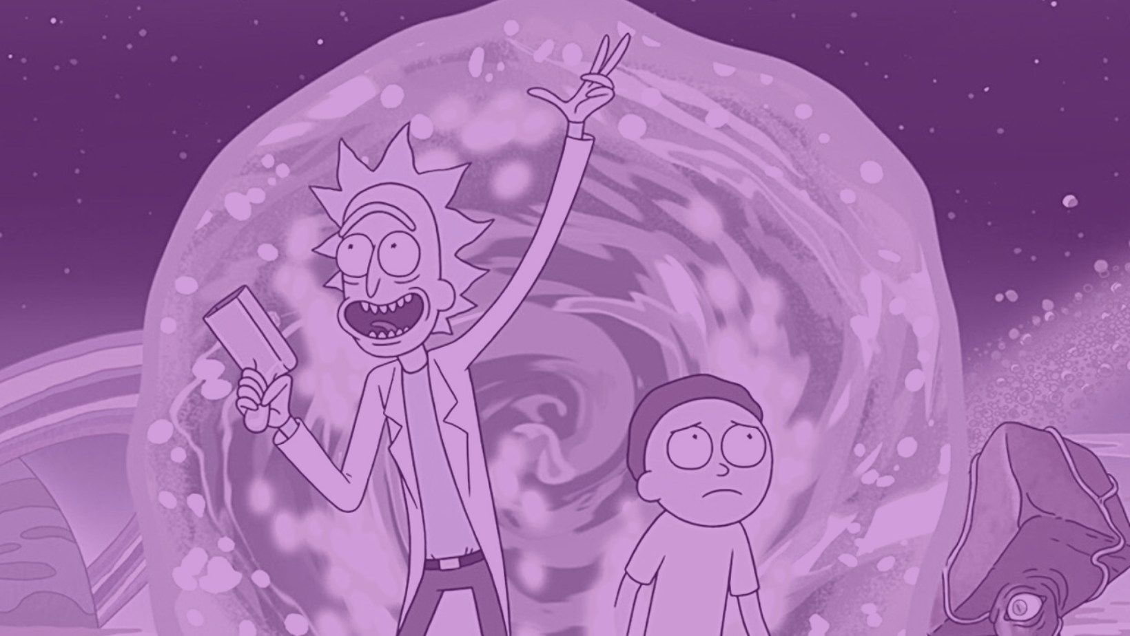 Rick and Morty are in a purple wormhole - Rick and Morty