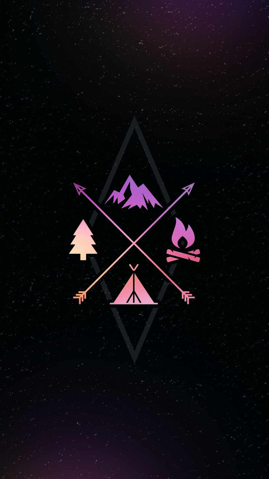 The image of a purple and pink mountain logo - Camping
