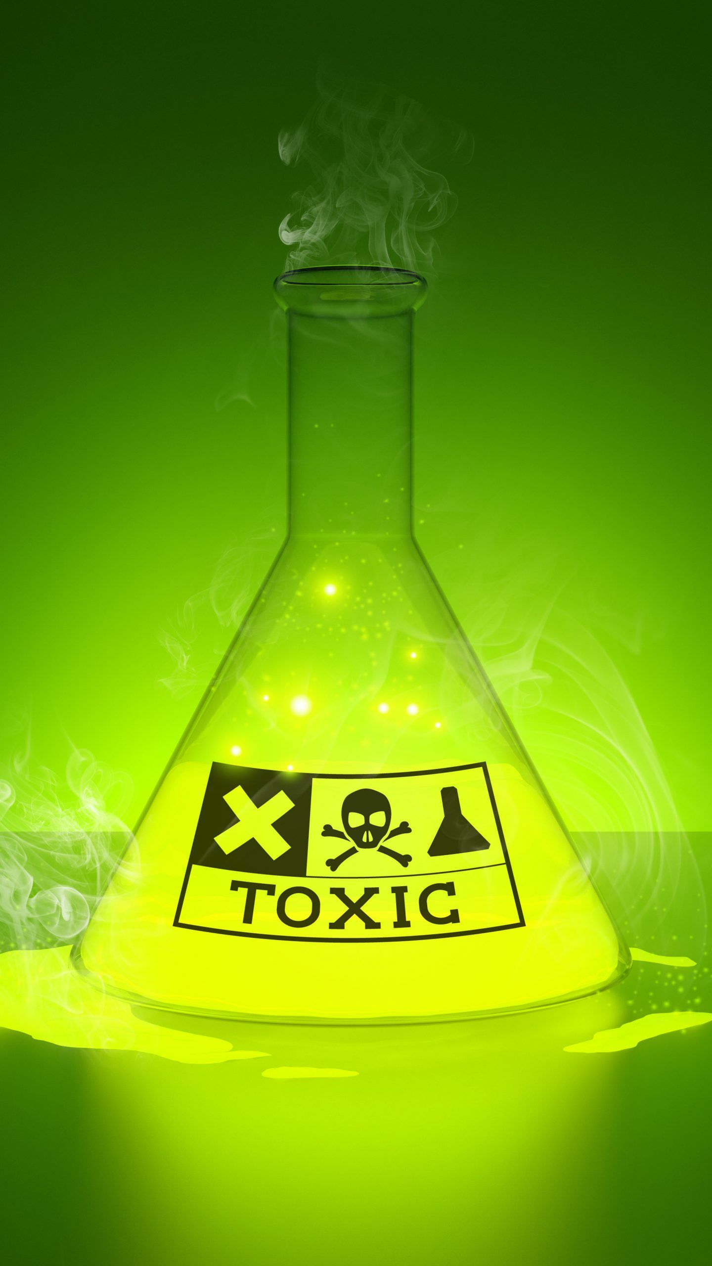 A green beaker with the word toxic on it - Chemistry
