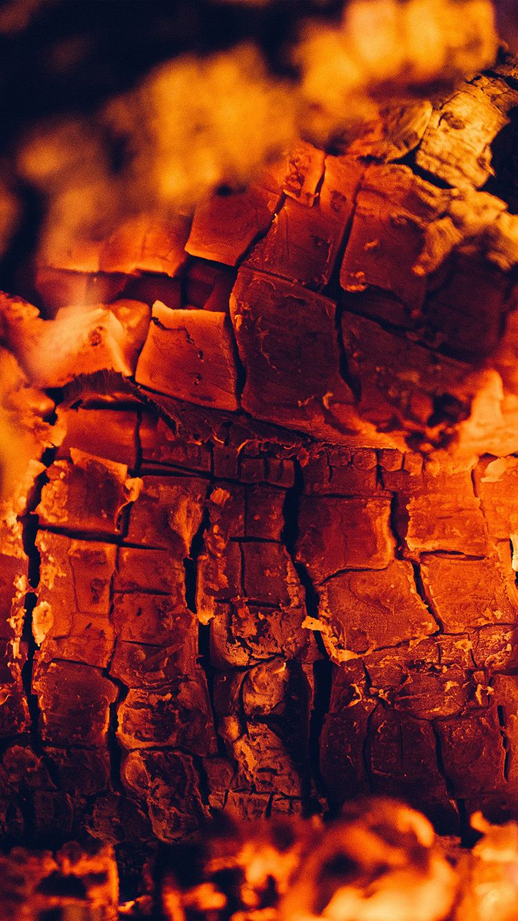 A close up of a fire burning in a fireplace - Camping