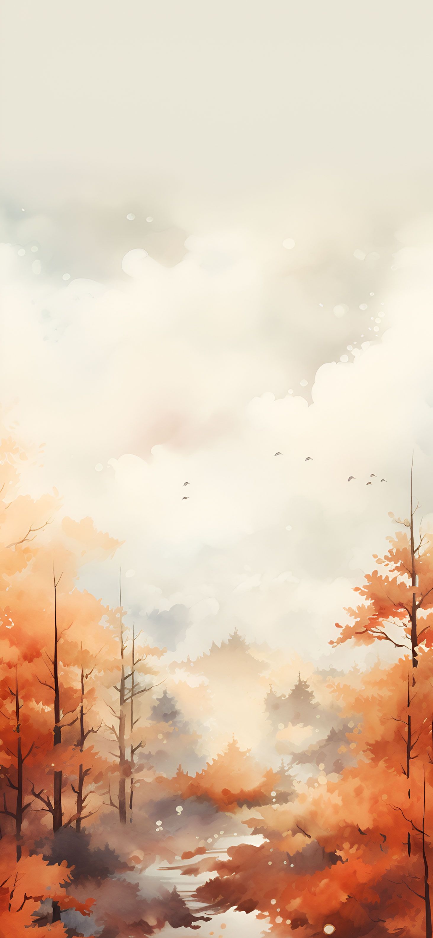 Aesthetic Fall Tree Watercolor Wallpaper Wallpaper iPhone