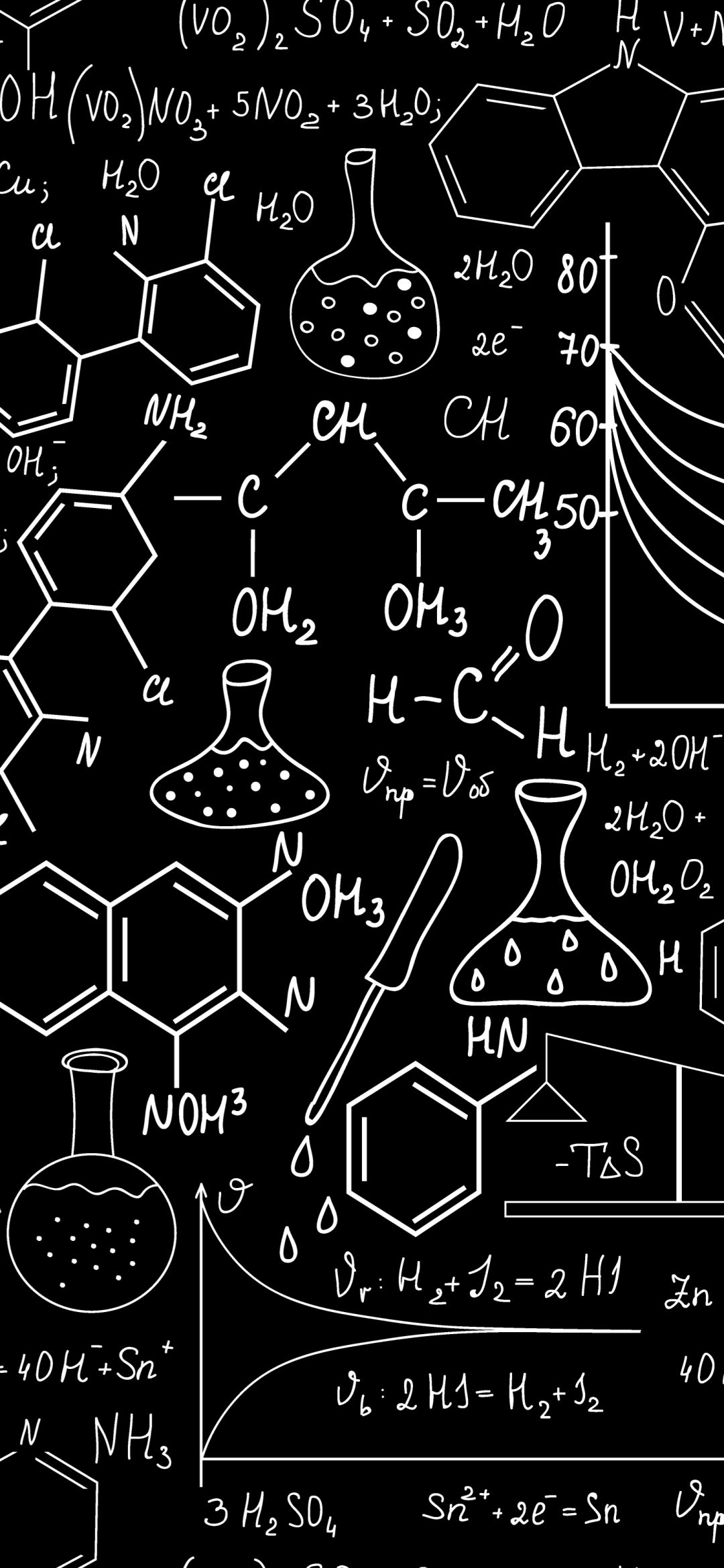 A blackboard with various chemical formulas - Chemistry