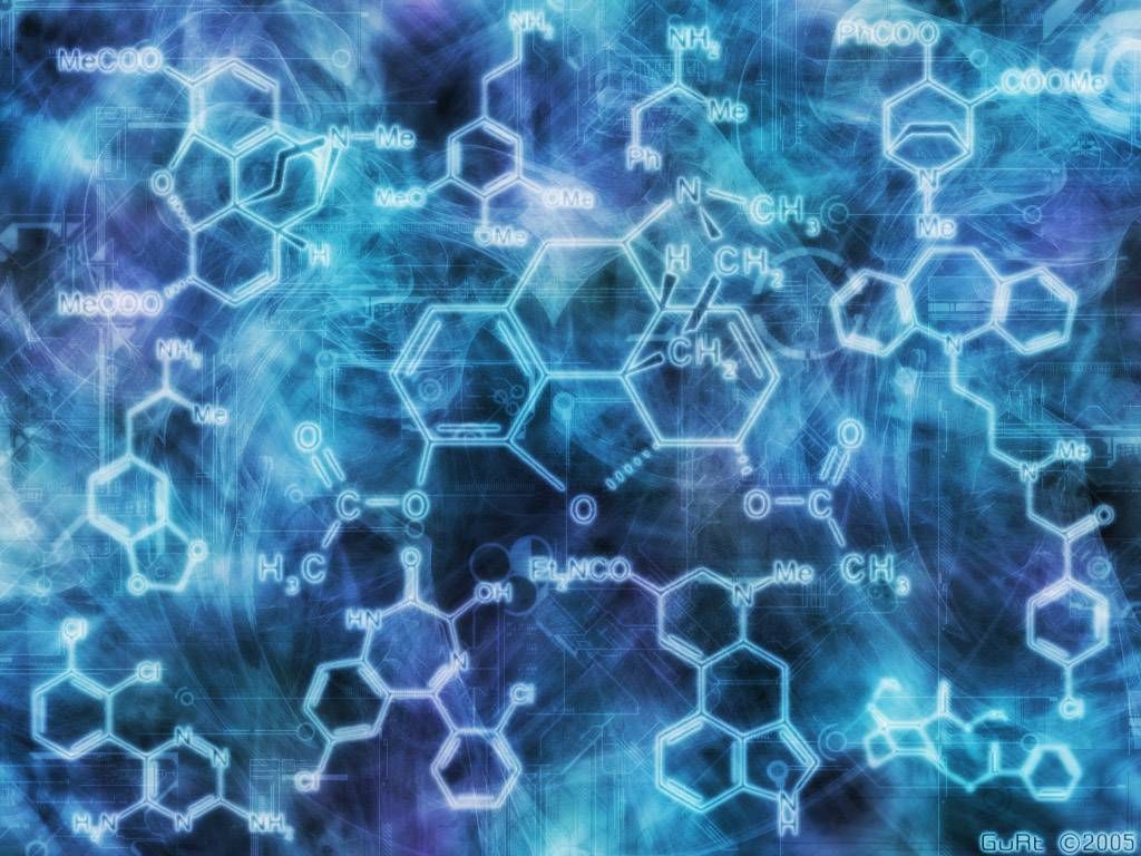 A blue and purple image of molecules - Chemistry