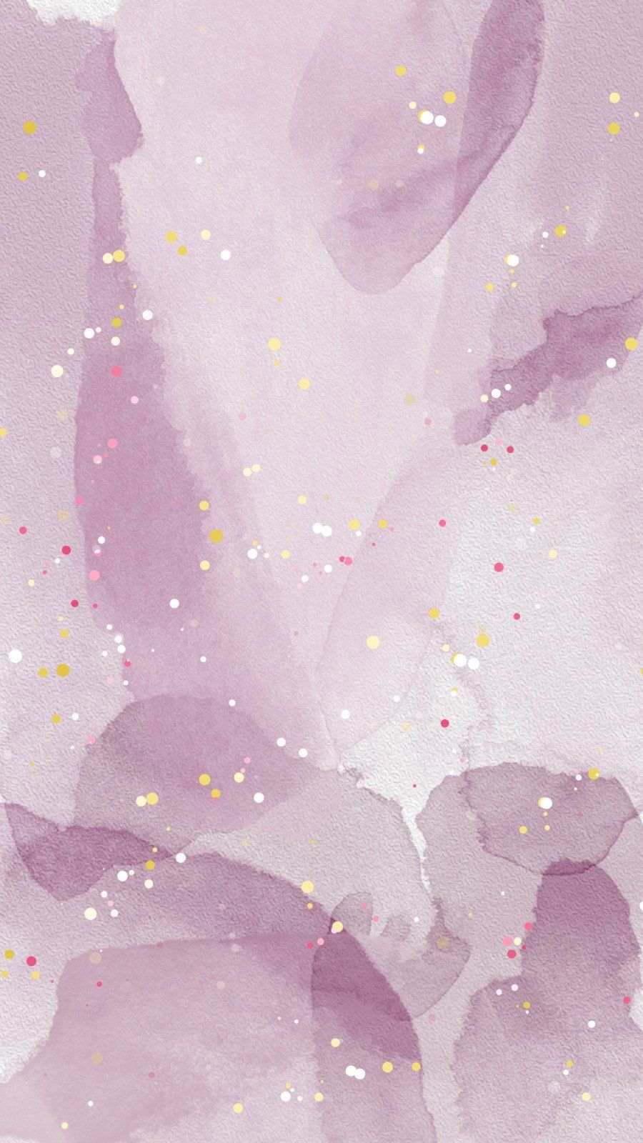 Aesthetic purple watercolor wallpaper for phone with gold and pink glitter. - Watercolor, pastel purple