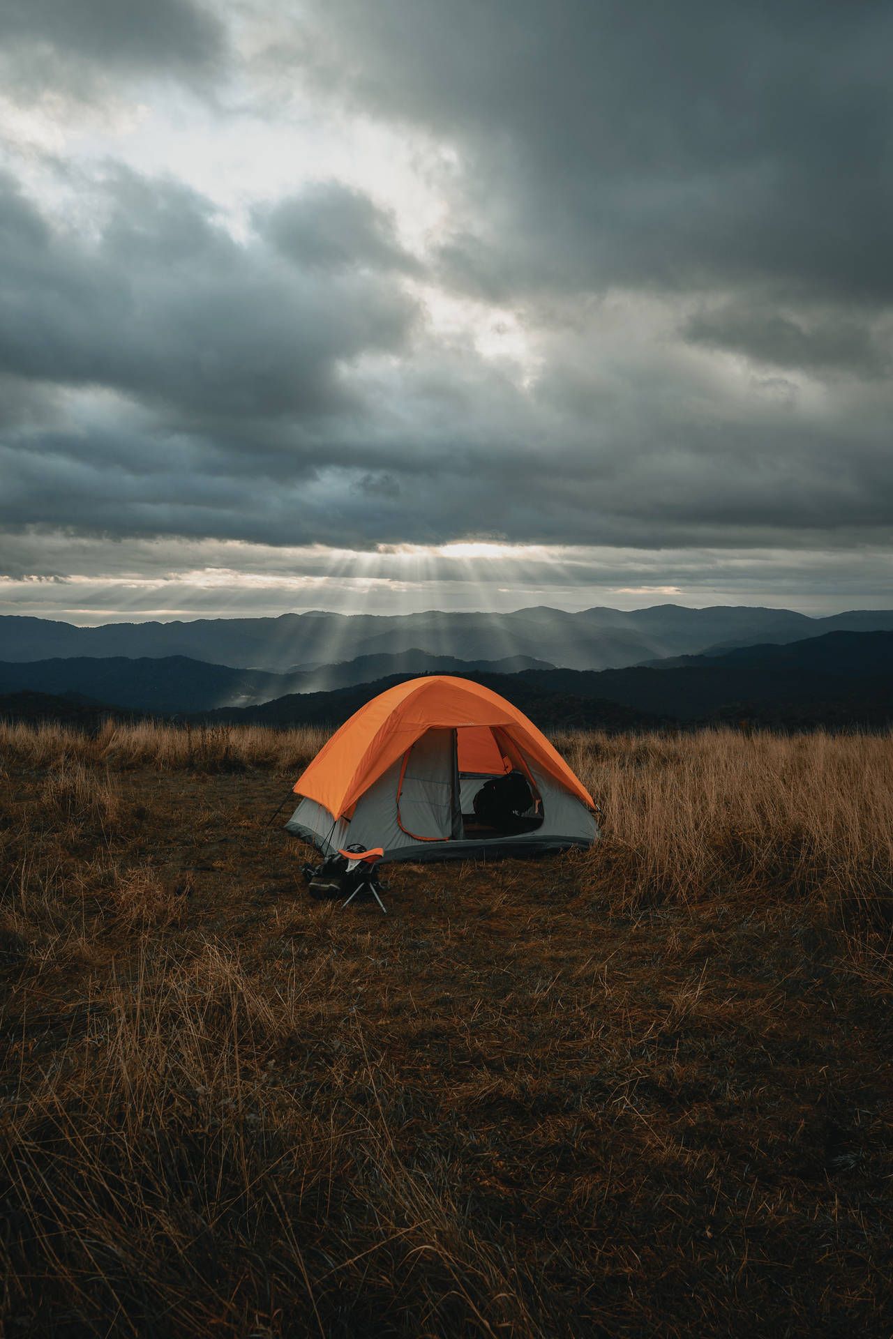 Download Aesthetic Overcast Cloudy Sky Camping Wallpaper