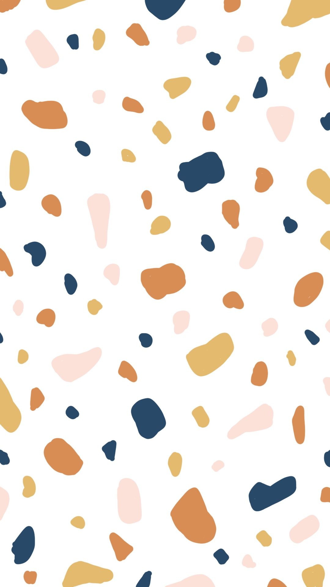 IPhone wallpaper with terrazzo pattern in blue, brown and orange colors. - Terrazzo