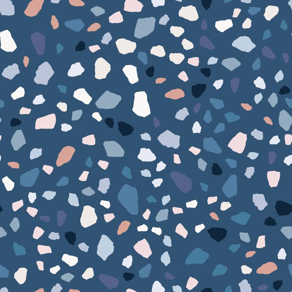 A navy blue background with a terrazzo pattern in white, pink, and light blue - Terrazzo