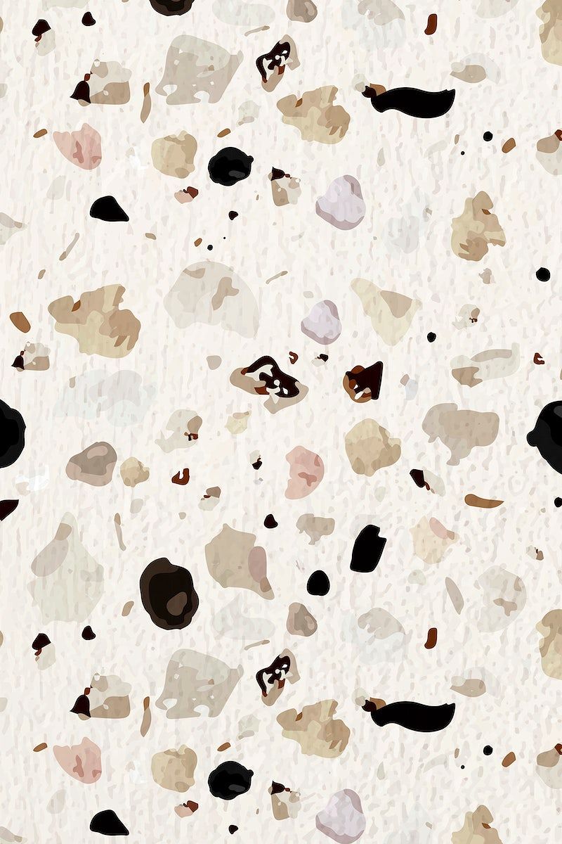 A graphic of a white background with brown and black spots of various sizes. - Terrazzo