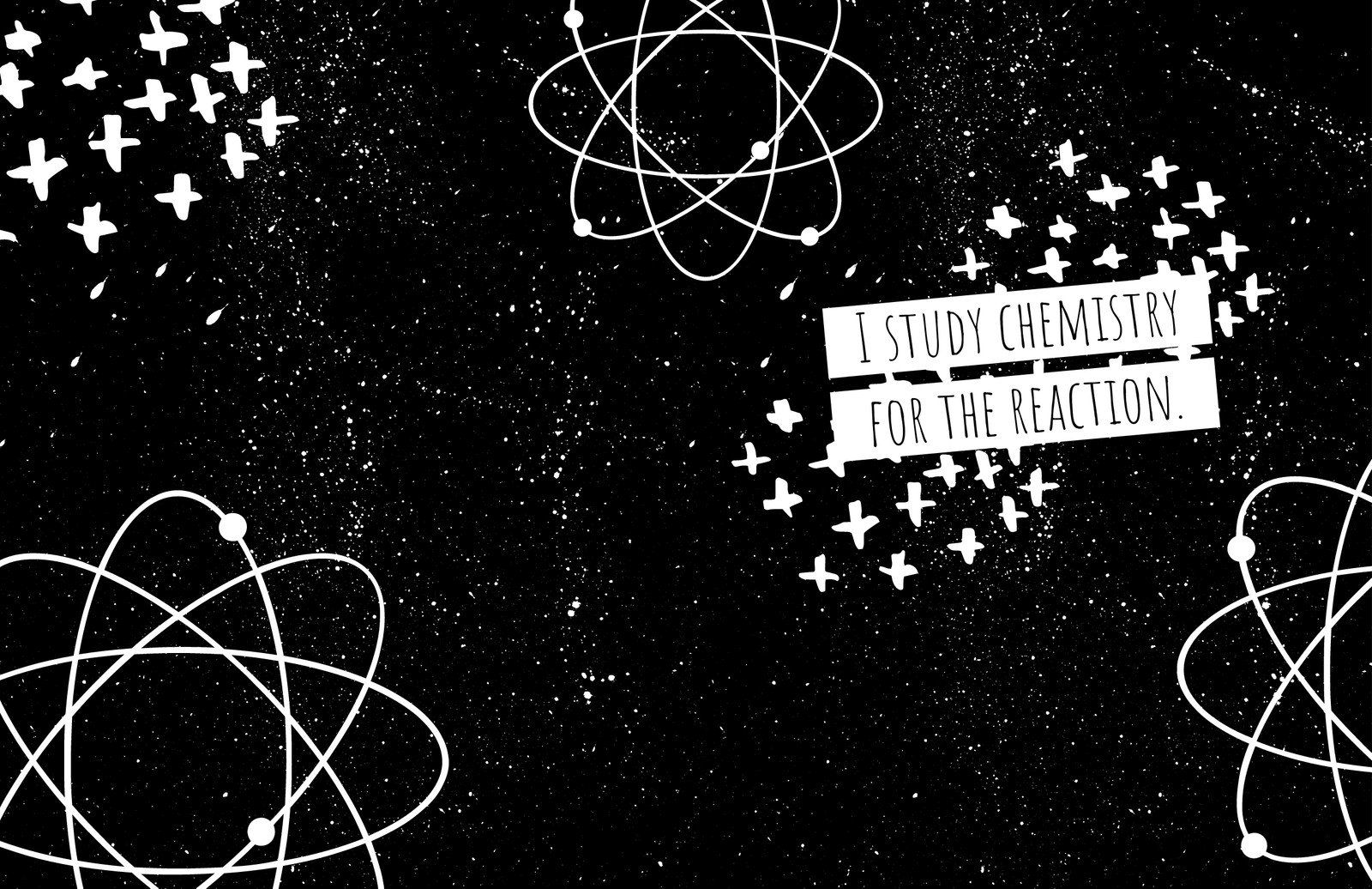 A black and white background with atoms on it - Chemistry