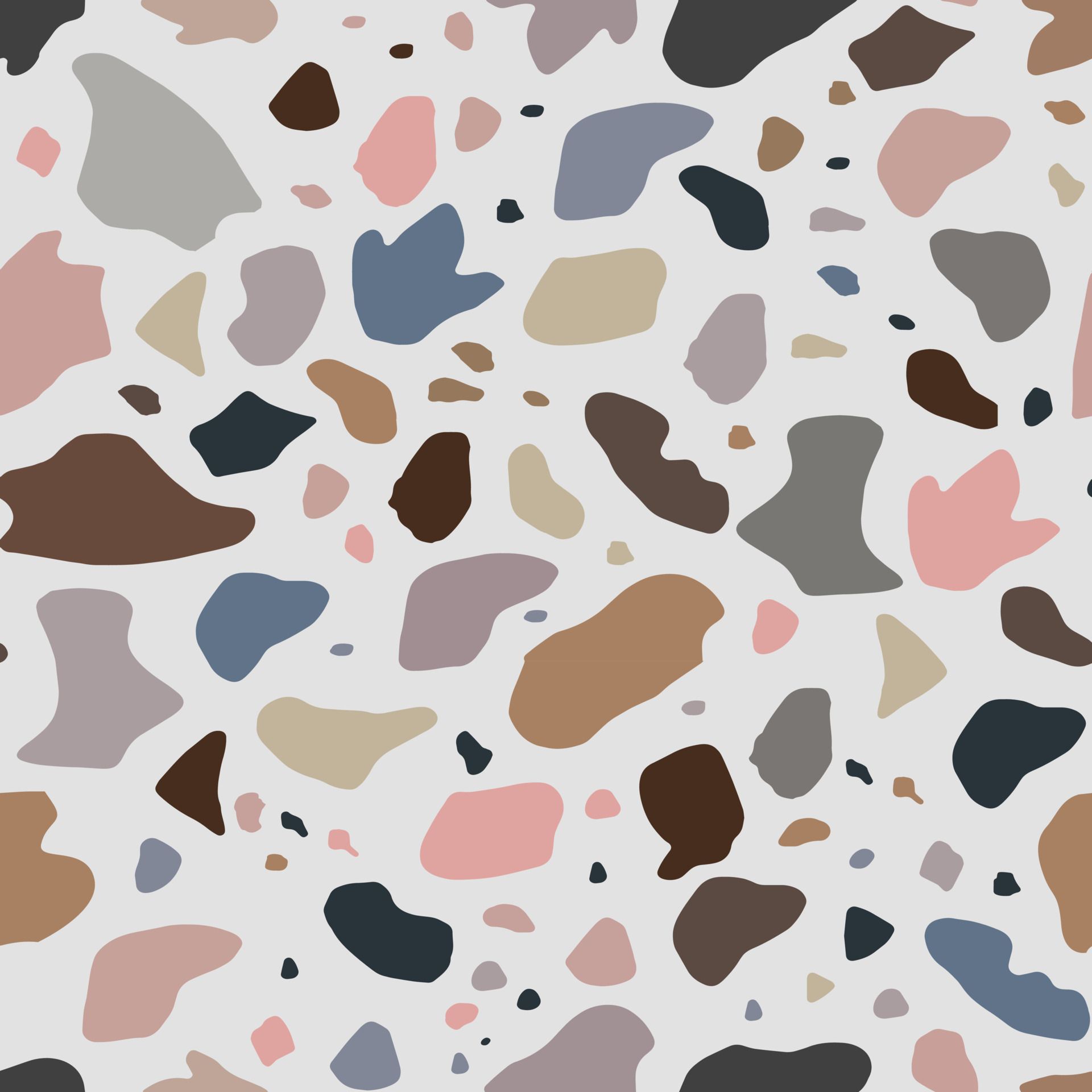 A pattern of irregular shapes in a variety of neutral tones - Terrazzo