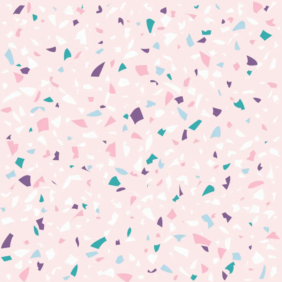 A pink background with a colorful terrazzo pattern - Terrazzo