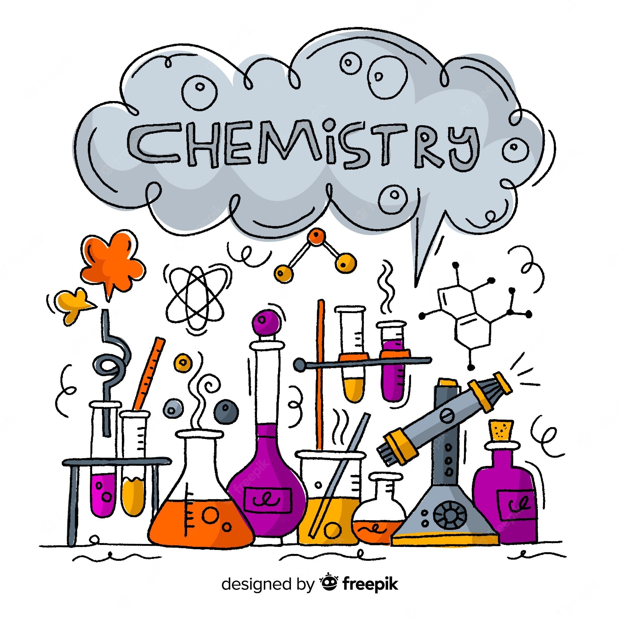 Chemistry background with hand drawn elements. - Chemistry
