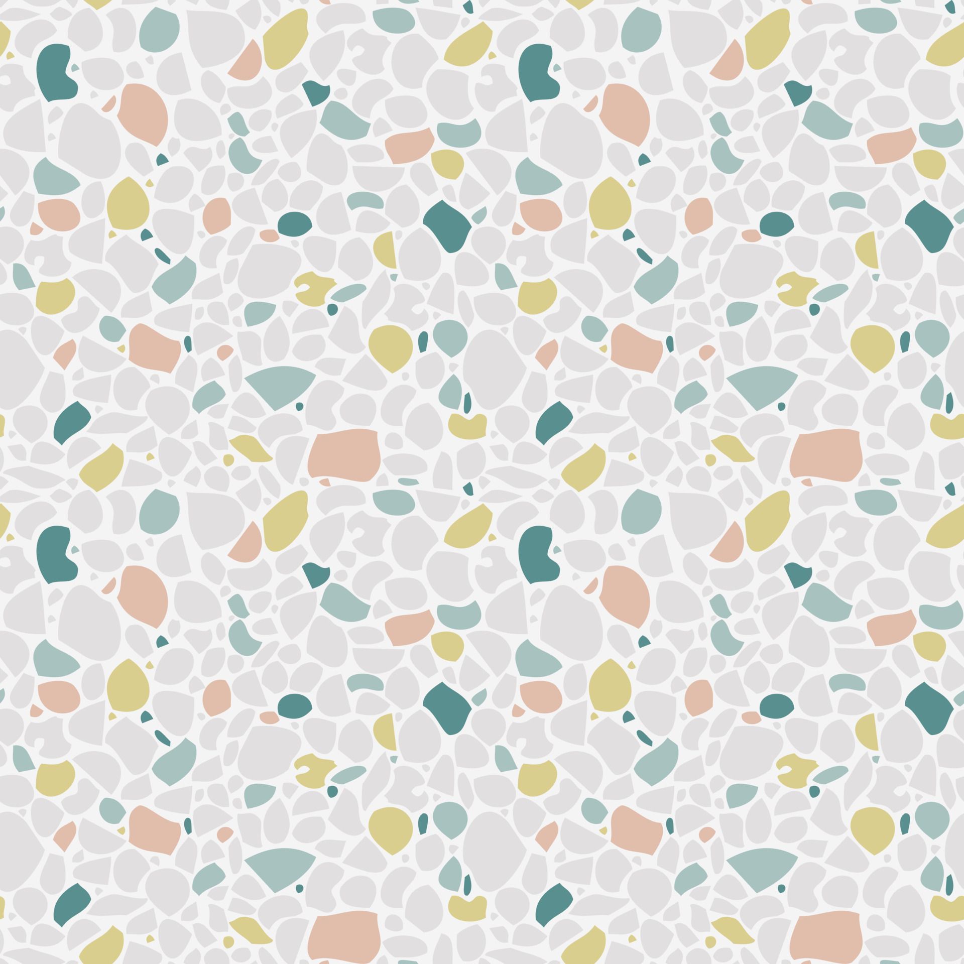 Cute terrazzo seamless pattern in natural pastel colors. Abstract mosaic stone texture background. Realistic modern terrazo minimalist art square backdrop. Colorful shards or sprinkles