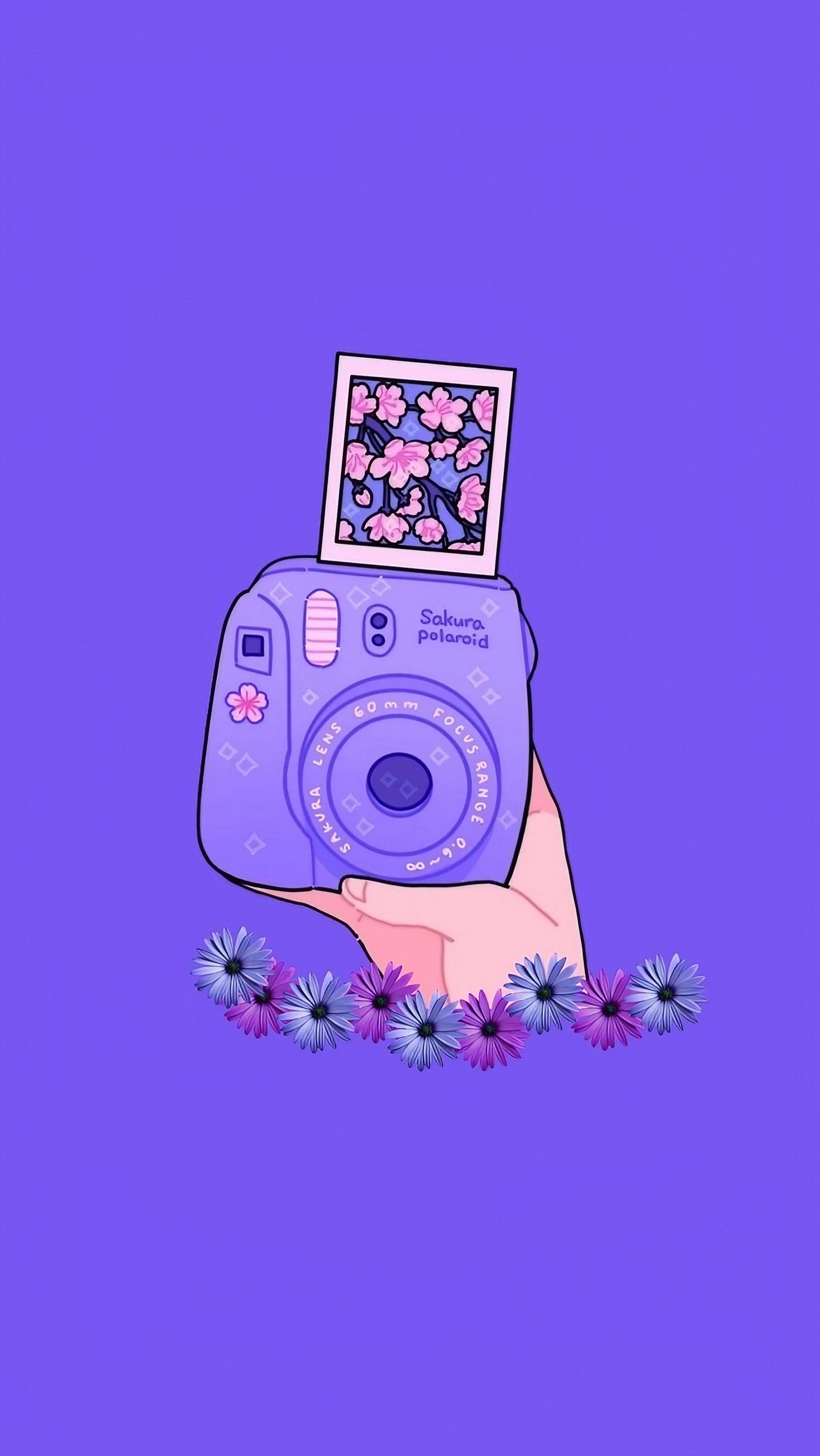 Aesthetic purple photography phone wallpaper - Polaroid