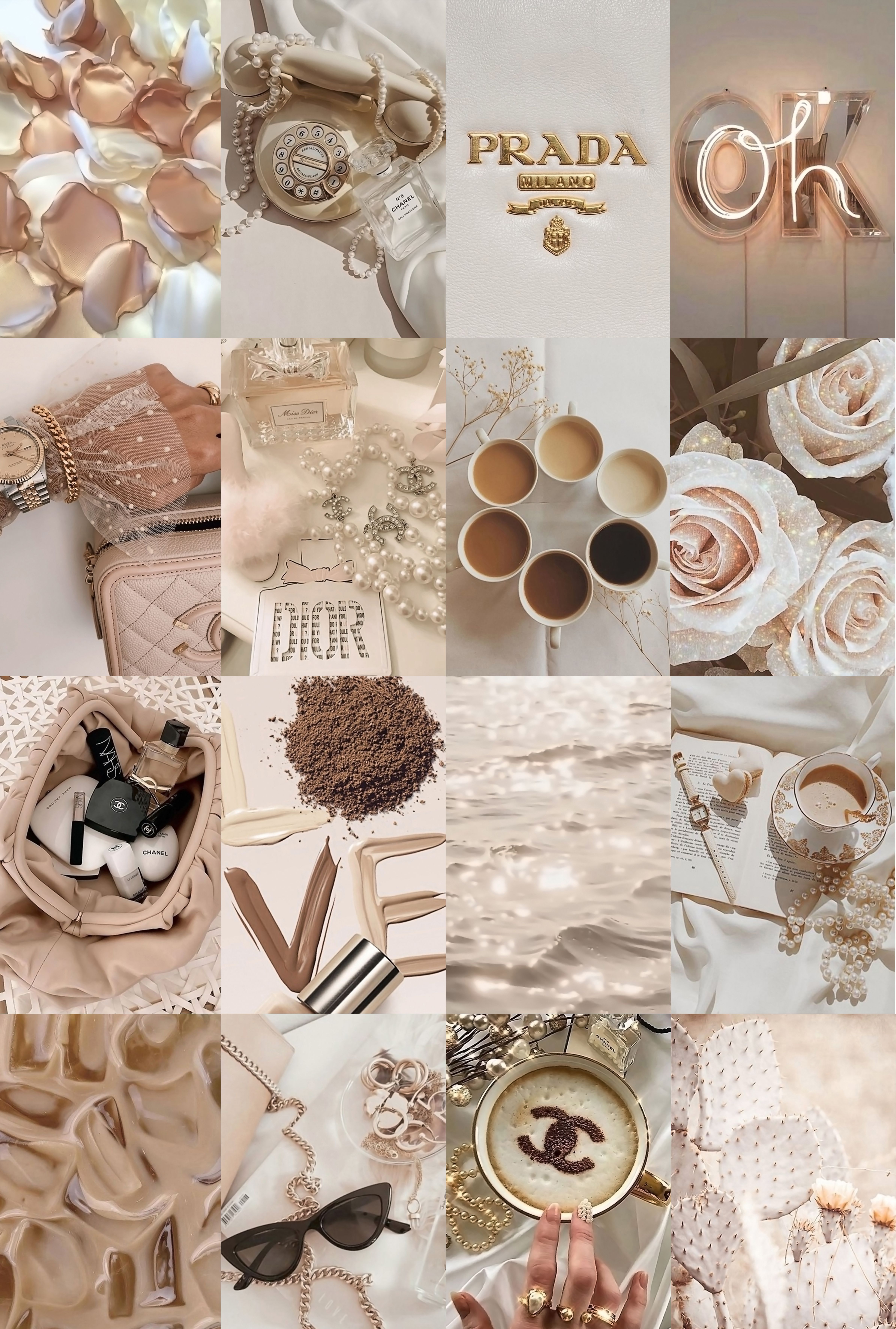 Beige Boujee Collage Kit Aesthetic 1 Beige Photo Wall UK. Aesthetic collage, Cute patterns wallpaper, iPhone wallpaper image