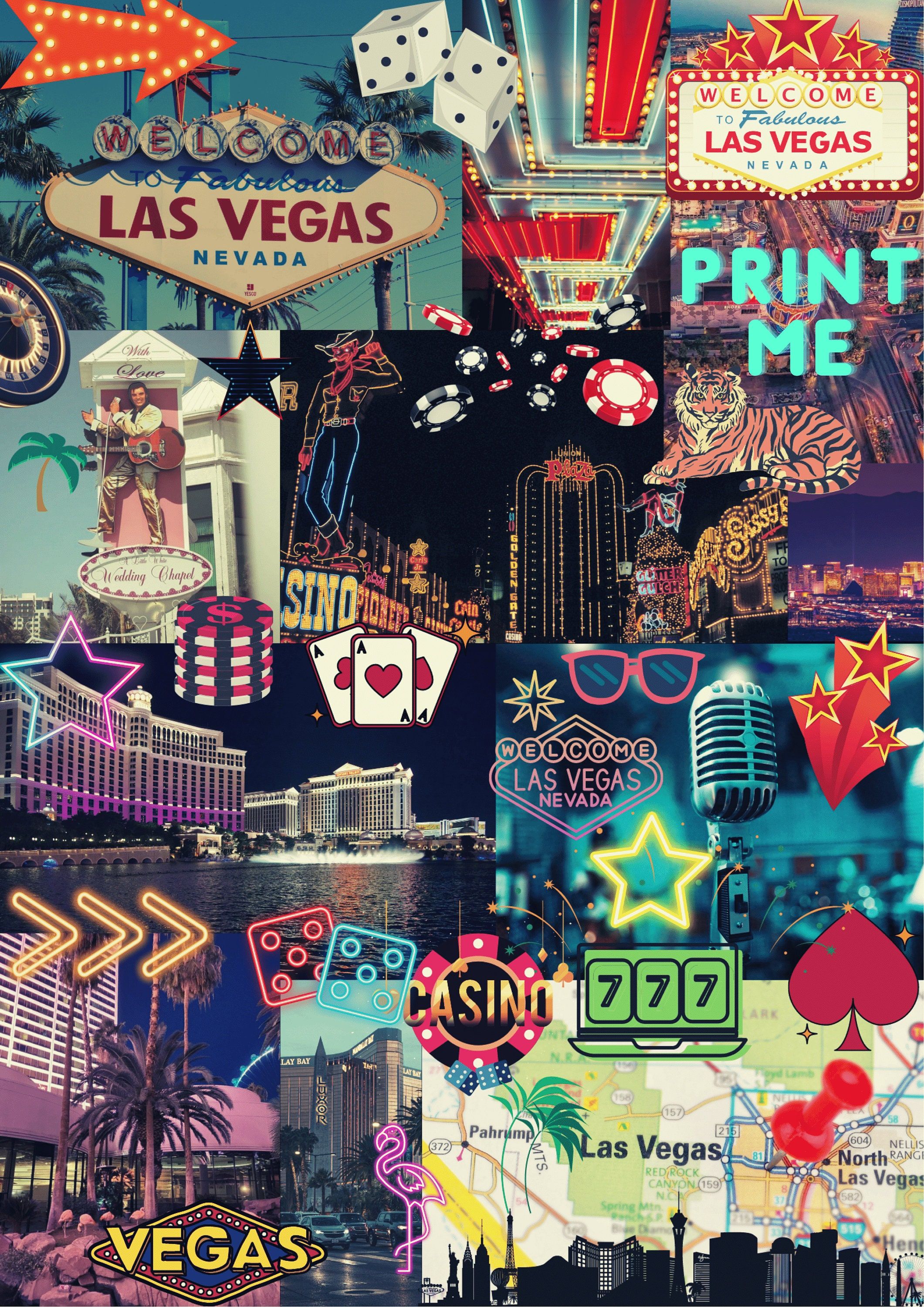 Las Vegas Digital Collage Paper Sin City Casino Aesthetic