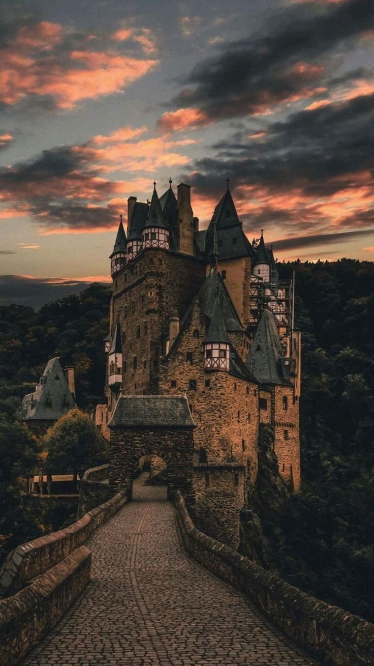 A beautiful castle in Germany with a beautiful sunset in the background. - Castle