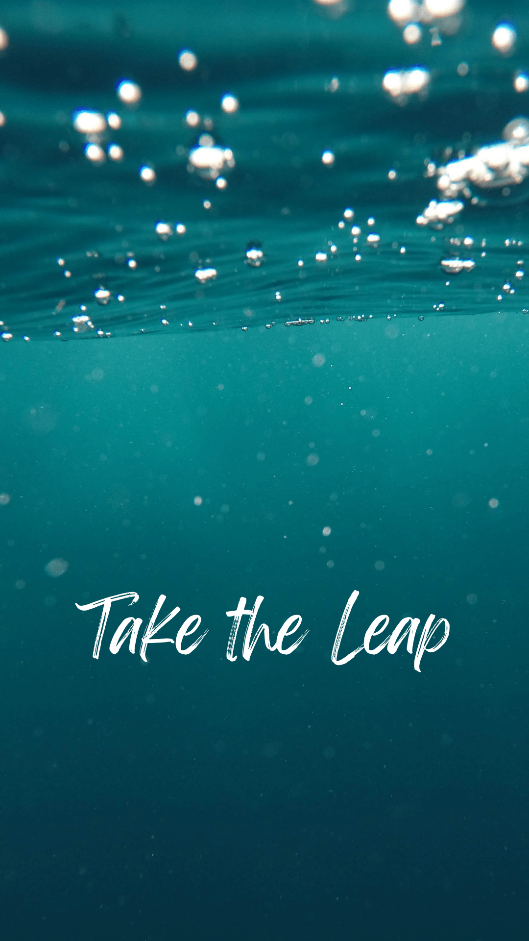 A picture of the ocean with text that says take leap - Camping