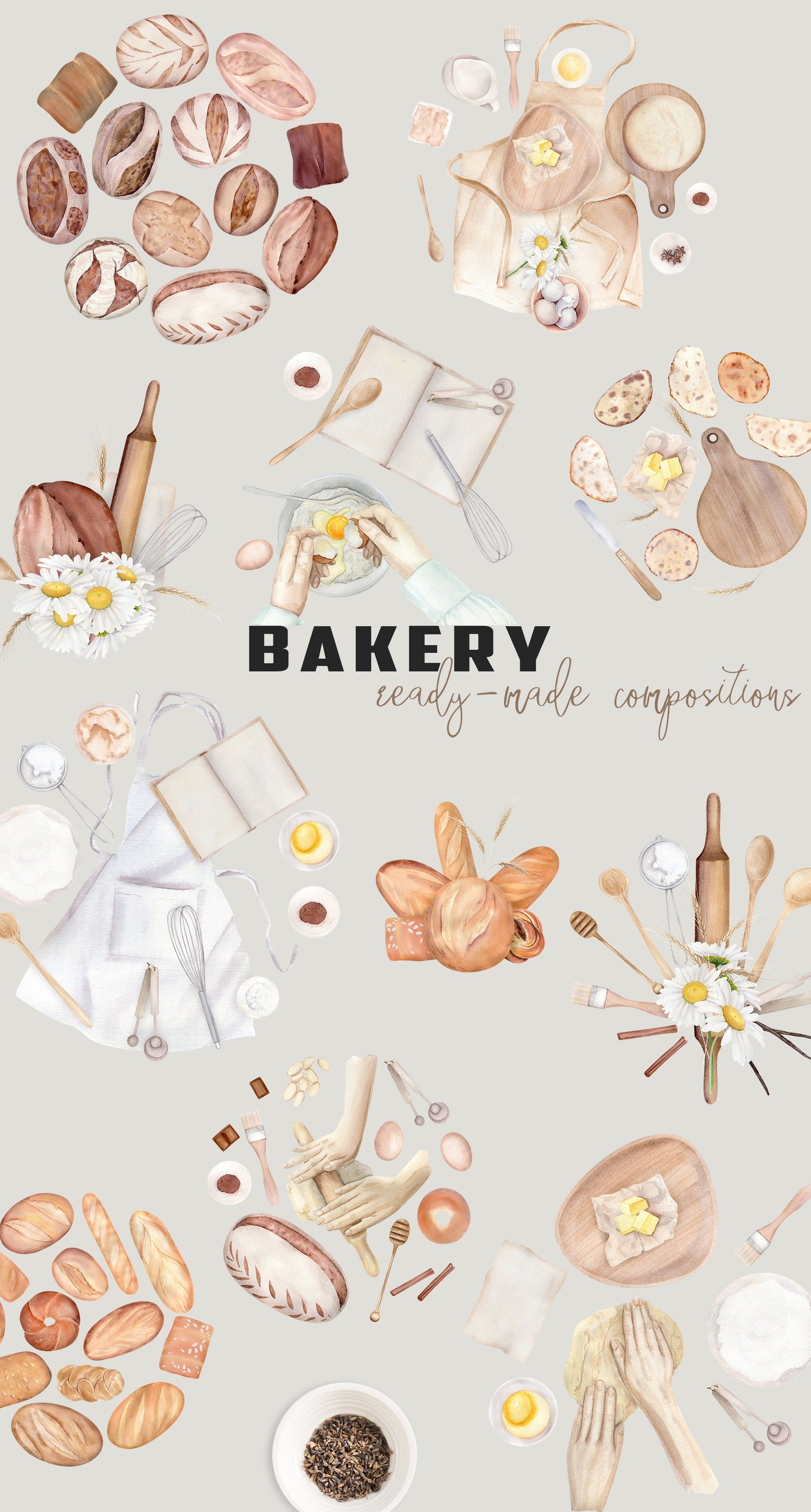 Watercolor Bakery Illustration Set