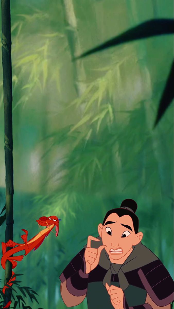 Li Shang from Mulan, making a face while looking at Mushu on a bamboo tree - Mulan