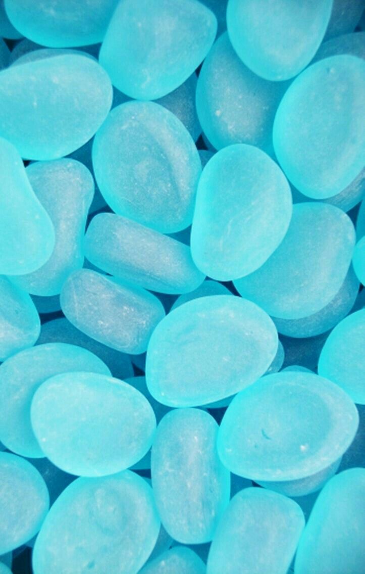 Glow in the dark pebbles, sea glass, aesthetic background, blue aesthetic, light blue aesthetic, blue aesthetic pastel. - Candy