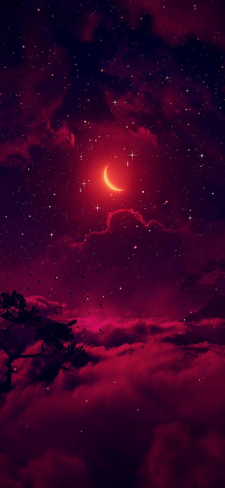 A red moon and clouds in the sky - Crimson