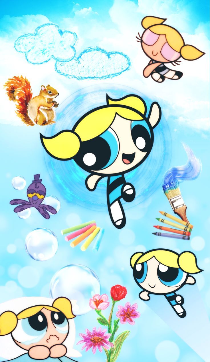 Bubbles, Buttercup, and Blossom from the Powerpuff Girls. - Bubbles