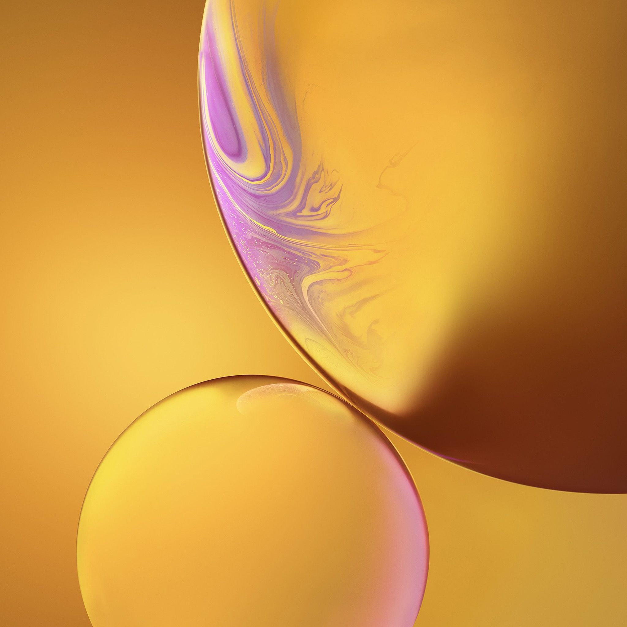 IPhone XR wallpaper featuring a yellow and purple sphere. - Bubbles