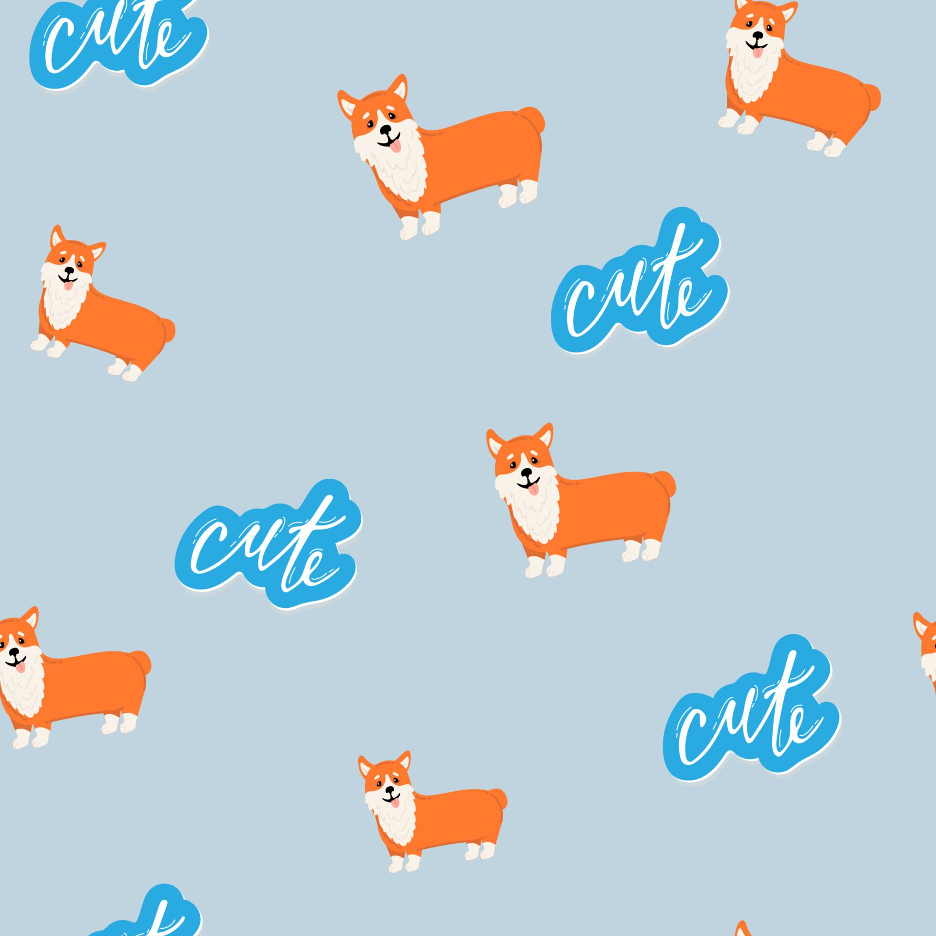 Seamless vector pattern with cute corgi. Dogs background. Good for printing on textiles, wrapping paper, wallpaper