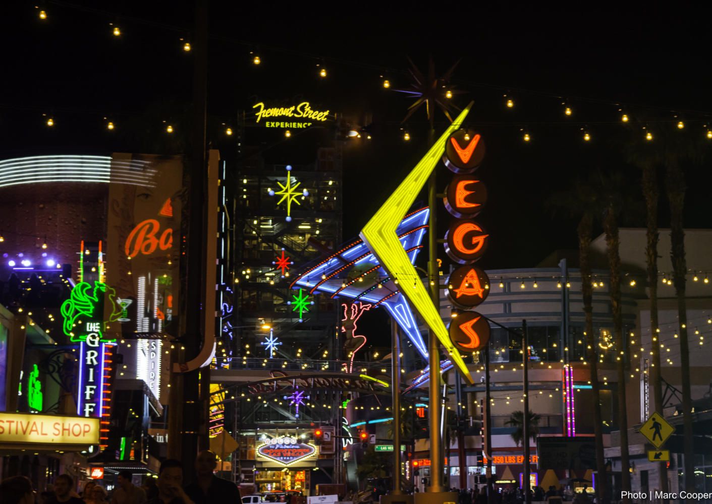 The neon lights of the Fremont Street Experience in Las Vegas. - Las Vegas