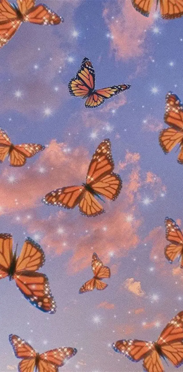 Aesthetic butterfly wallpaper for phone with sky background - Bakery