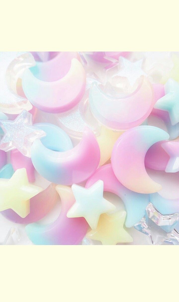 Pastel candy, stars and moon wallpaper. - Candy
