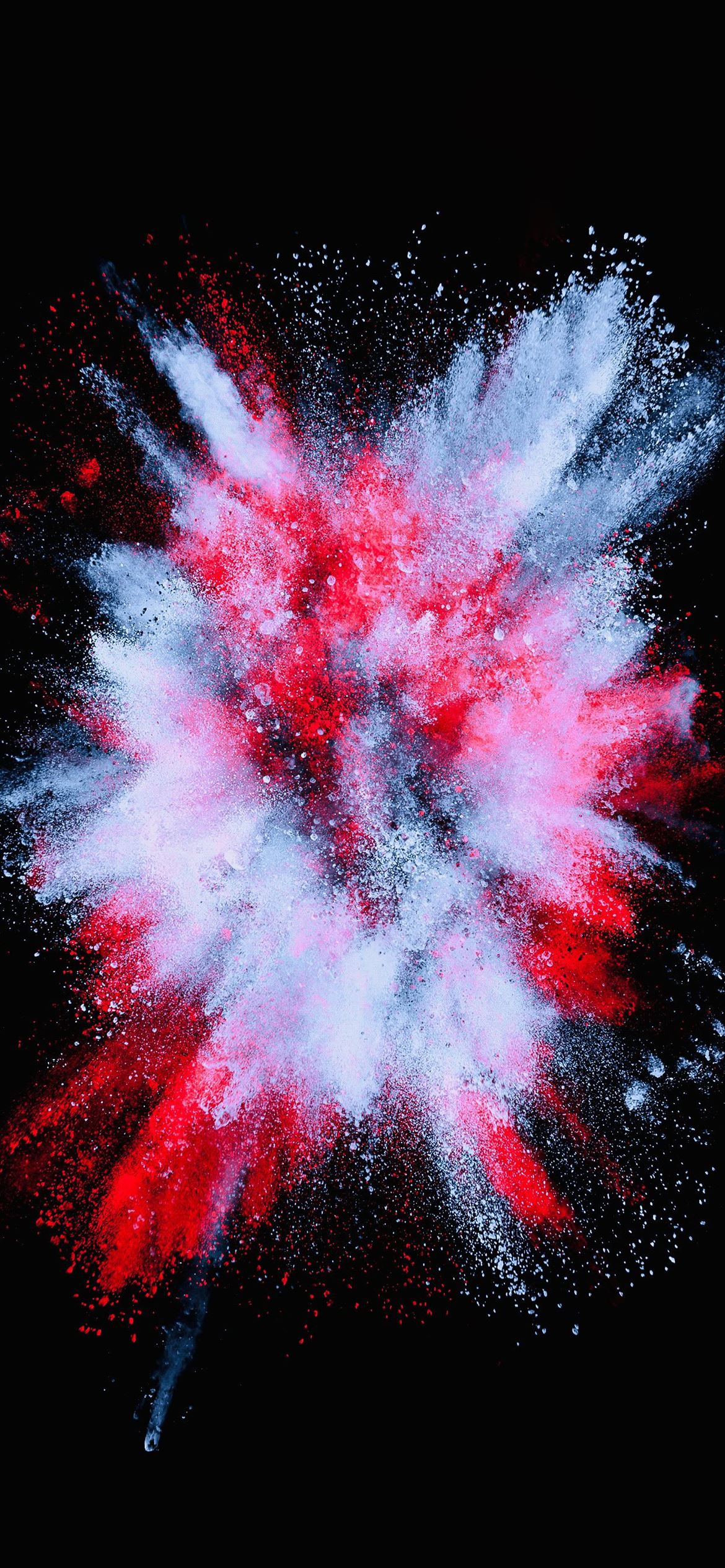 A red and white explosion on black - Crimson, colorful