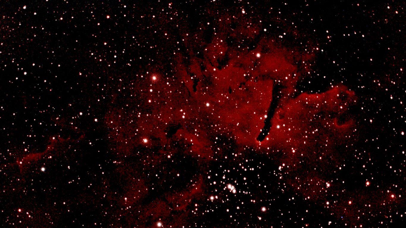 Download wallpaper 1366x768 nebula, stars, glow, space, red tablet, laptop HD background