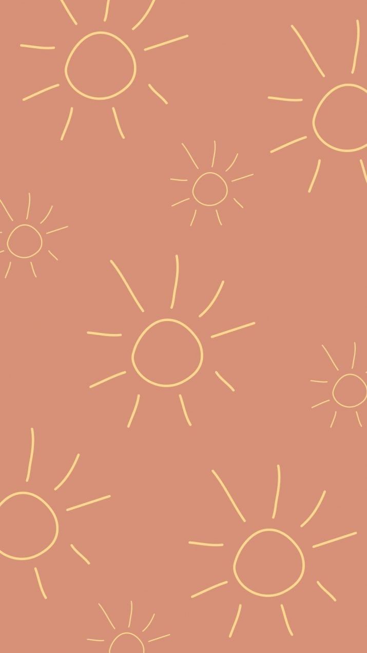 A pattern of yellow suns on a pink background - Sun