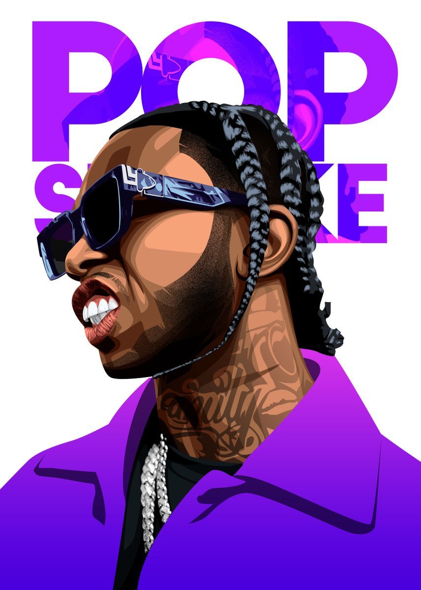Pop Smoke wearing sunglasses and a purple jacket - Pop Smoke