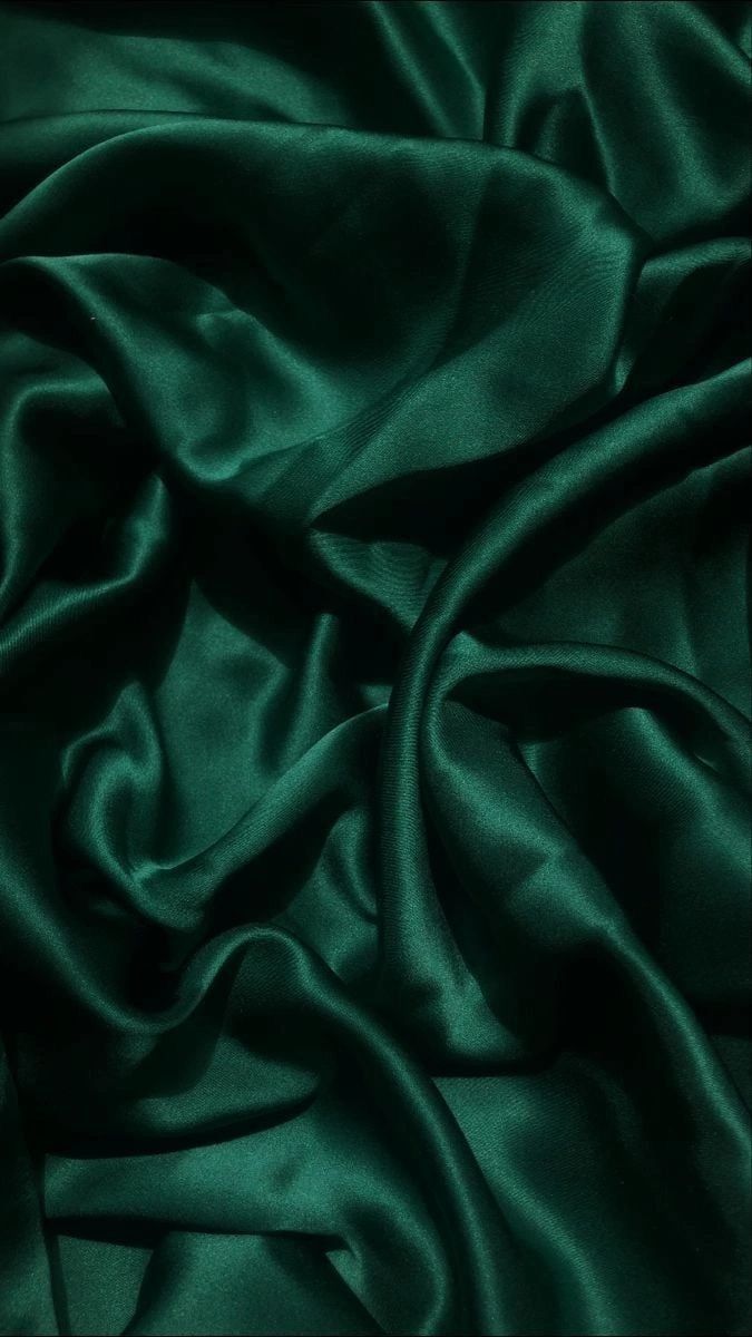 Green silk fabric in a crumpled and wrinkled state - Silk