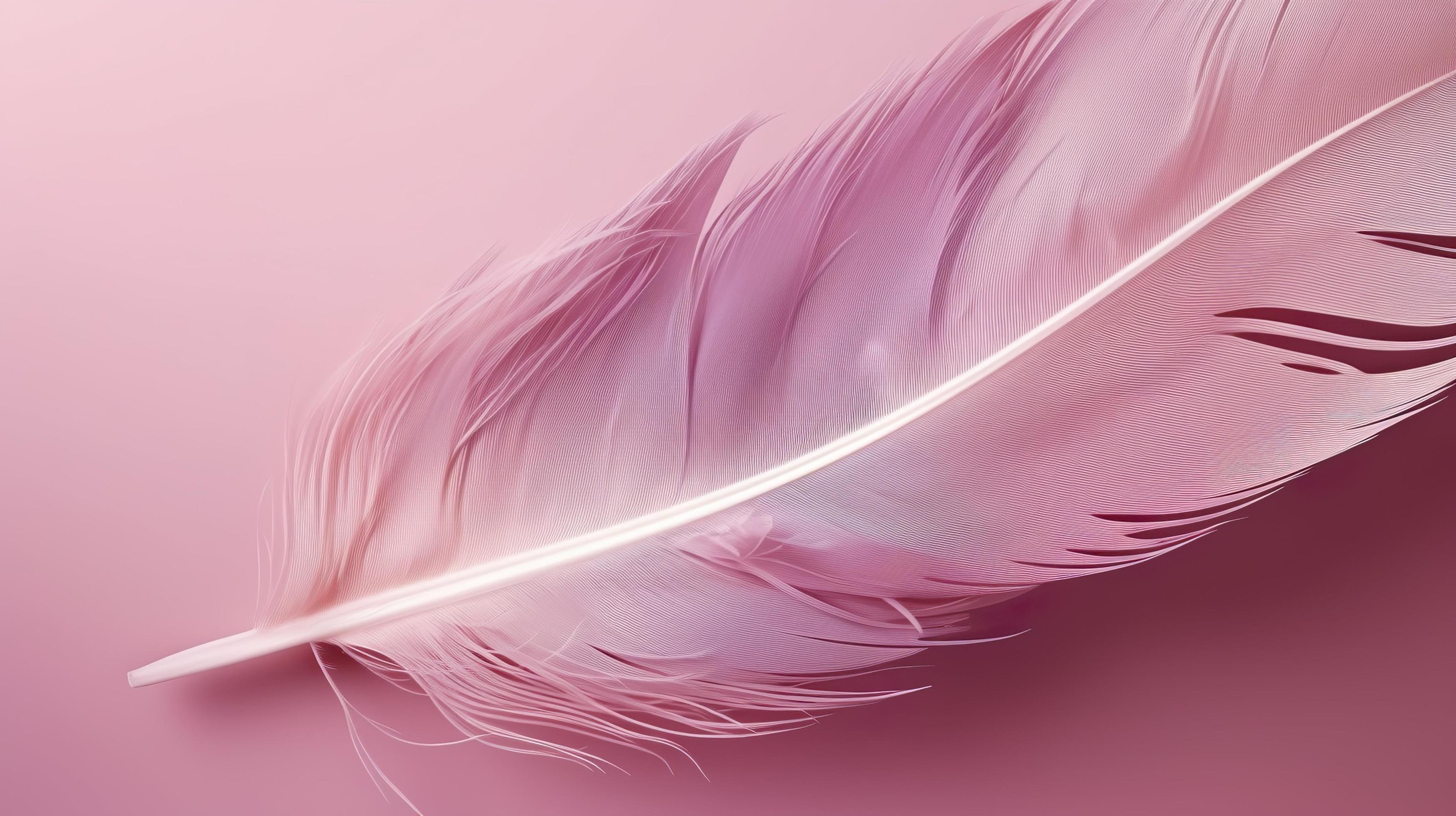 coloured feathers in pink on the background, in the style of subtle shading, anime aesthetic, wallpaper, pigeoncore, free brushwork, translucent color