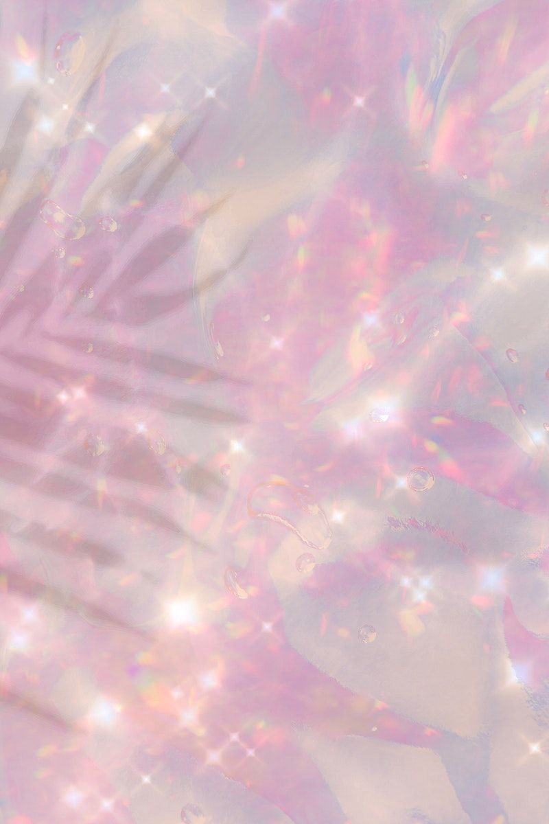 A close up of a pink and white background with a rainbow effect - Iridescent, holographic