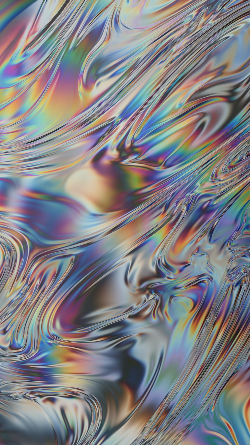 A photograph of a reflective surface with a rainbow of colors. - Iridescent