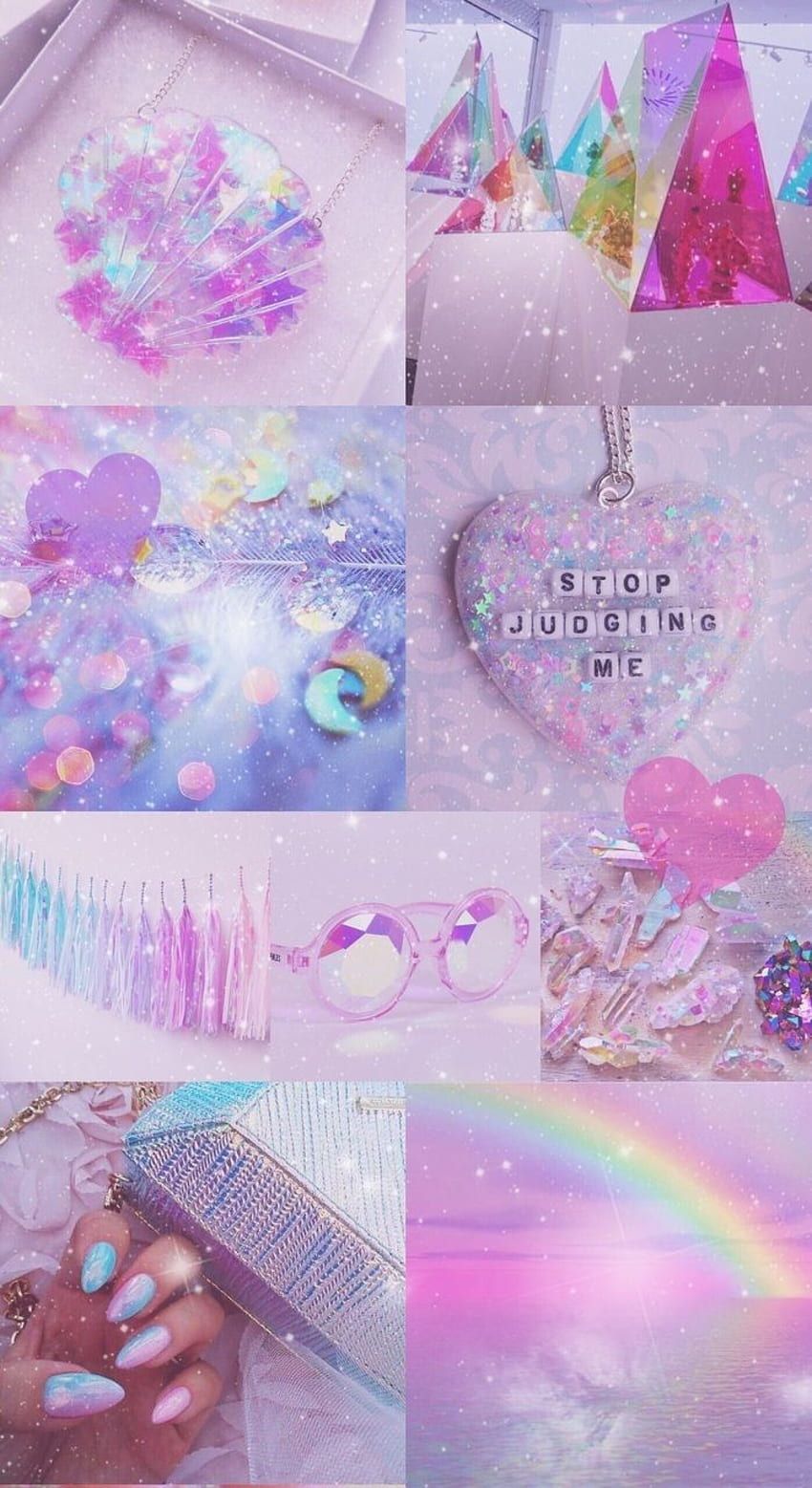 Pastel aesthetic background with a lot of rainbow and glitter. - Iridescent