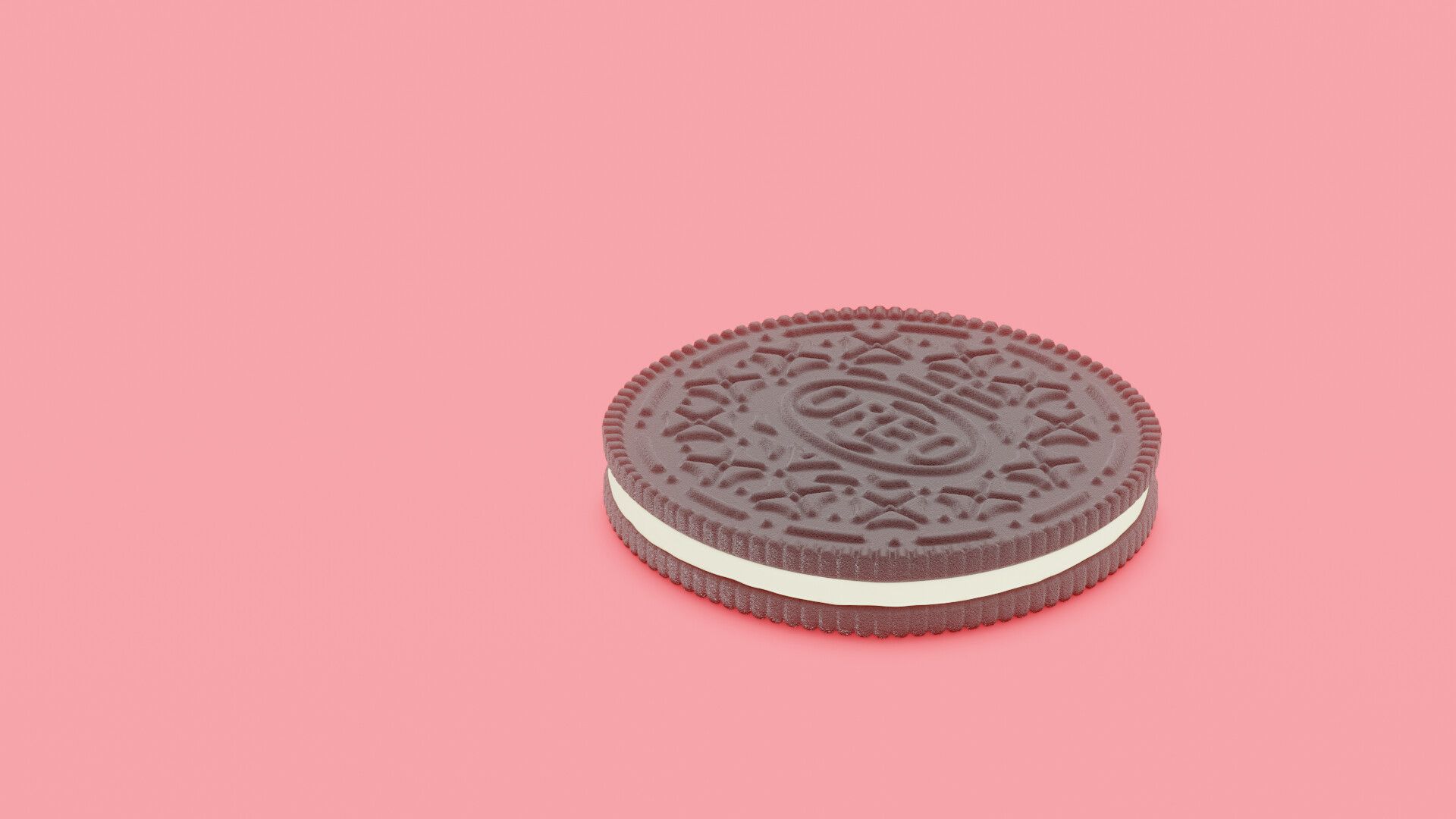 An Oreo cookie on a pink background - Oreo