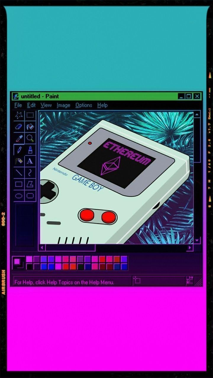 A screenshot of a gameboy with the word Ethereum on it - Nintendo, Game Boy