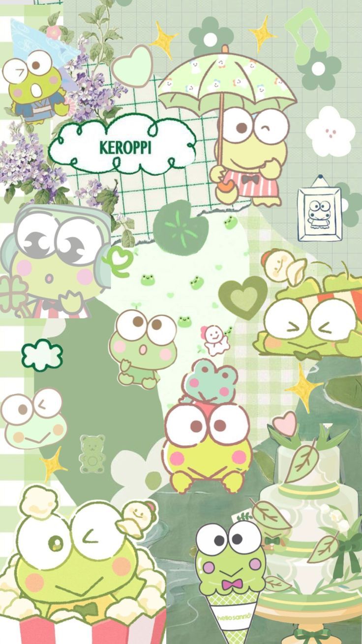 A cute wallpaper of Keroppi, the green frog from Sanrio. - Keroppi