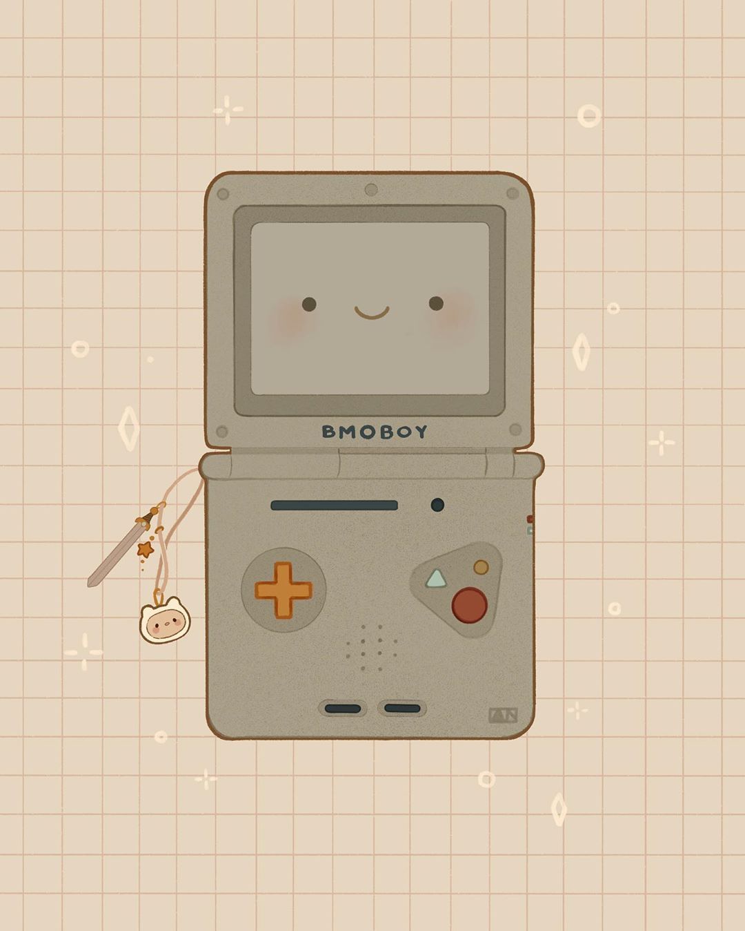 A cute illustration of a Gameboy with a smiley face - Game Boy