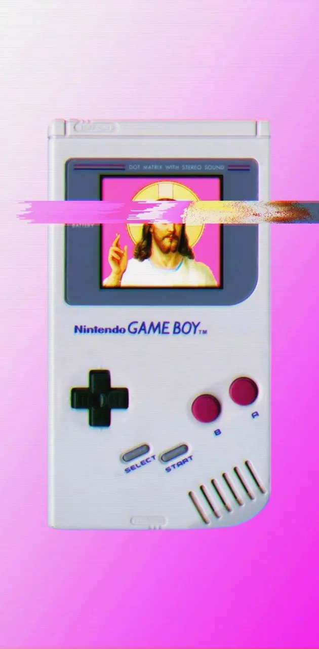 A Gameboy with a pink and purple filter - Game Boy