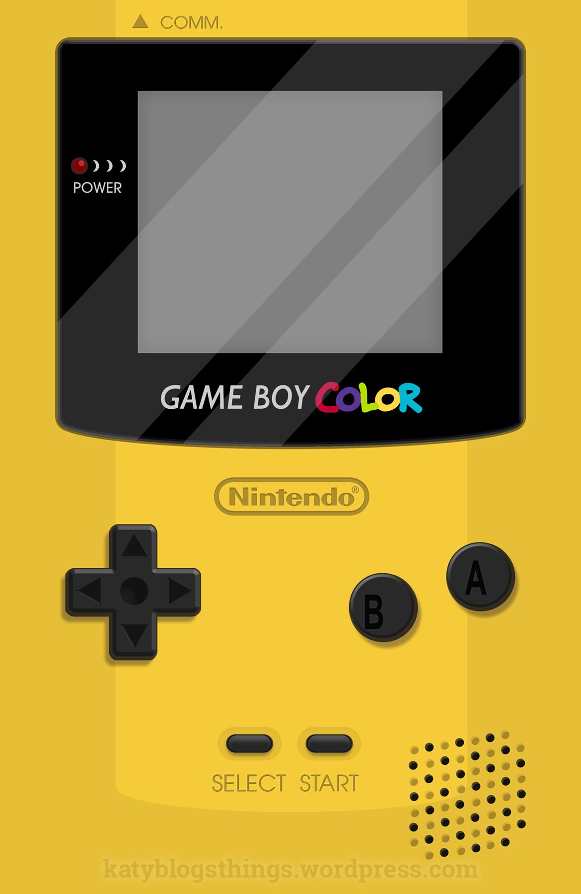 A Gameboy color in yellow with the words Game Boy Color on the screen - Game Boy
